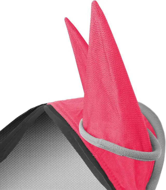 Alt view image 4 of 6 - SmithBuilt Comfort Fly Mask with Ears and Long Nose for Horses (Pink, Pony) - Fleece Padding, Fine Mesh, UV Protection