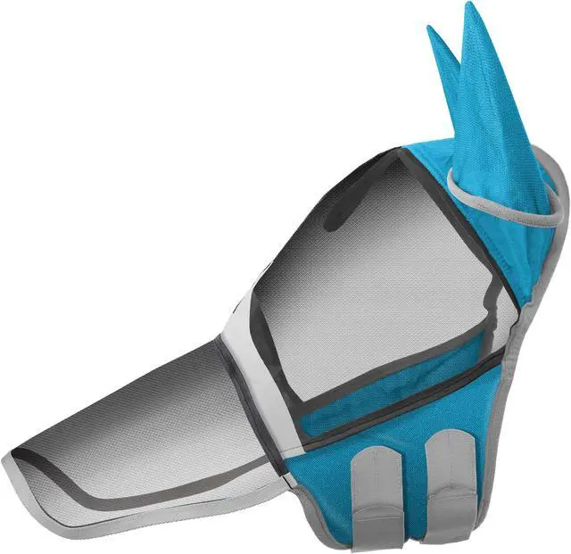 Alt view image 2 of 6 - SmithBuilt Comfort Fly Mask with Ears and Long Nose for Horses (Teal, Pony) - Fleece Padding, Fine Mesh, UV Protection