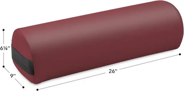 Alt view image 2 of 6 - Saloniture 3/4 Jumbo Round Massage Table Bolster Pillow Pad - 26 x 9 x 6-1/4 Inch - Burgundy