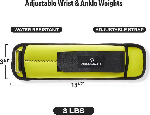 Alt view image 2 of 6 - Philosophy Gym Adjustable Ankle/Wrist Weights, Set of 2 - 3 lb Each, 6 lb Total for Strength Training and Fitness