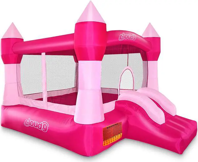 Main image of Cloud 9 Princess Bounce House, Pink Castle Inflatable Bouncer for Kids without Blower, Includes Stakes and Repair Patches