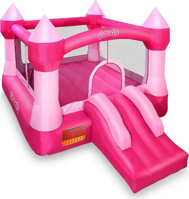 Alt view image 2 of 6 - Cloud 9 Princess Bounce House, Pink Castle Inflatable Bouncer for Kids without Blower, Includes Stakes and Repair Patches