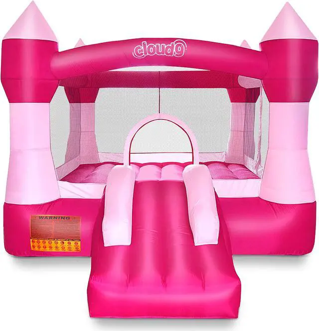 Alt view image 3 of 6 - Cloud 9 Princess Bounce House, Pink Castle Inflatable Bouncer for Kids without Blower, Includes Stakes and Repair Patches