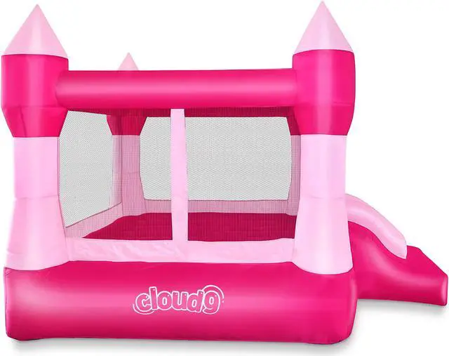 Alt view image 4 of 6 - Cloud 9 Princess Bounce House, Pink Castle Inflatable Bouncer for Kids without Blower, Includes Stakes and Repair Patches