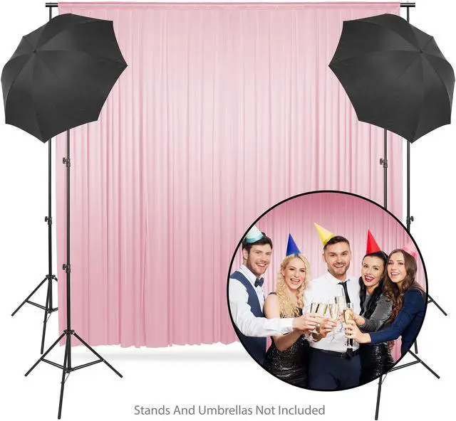 Alt view image 4 of 6 - Lann's Linens (Set of 2) Photography Backdrop Curtains, Pink - 5ft x 10ft Tall Split Background for Wedding, Party or Photo Booth