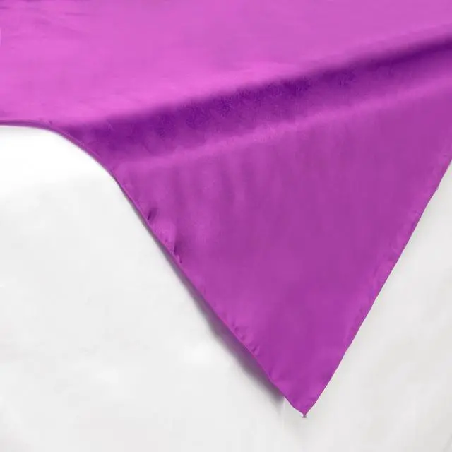Alt view image 2 of 2 - Lann's Linens Satin Wedding Table Overlay - Tablecloth Topper (72" Square - Purple)