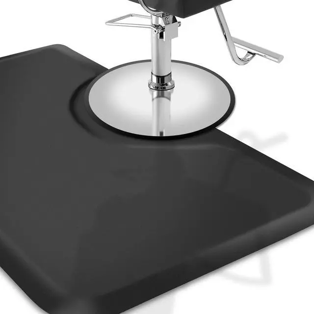 Alt view image 3 of 6 - Saloniture 3 ft. x 5 ft. Salon & Barber Shop Chair Anti-Fatigue Floor Mat - Black Rectangle - 1/2 in. Thick