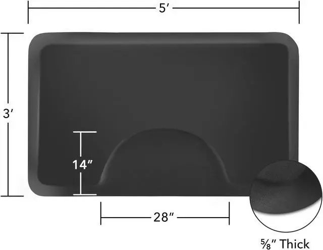 Alt view image 6 of 7 - Saloniture 3 ft. x 5 ft. Salon & Barber Shop Chair Anti-Fatigue Floor Mat - Black Rectangle - 5/8 in. Thick