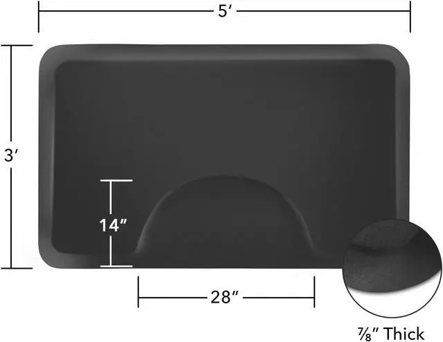 Alt view image 6 of 6 - Saloniture 3 ft. x 5 ft. Salon & Barber Shop Chair Anti-Fatigue Floor Mat - Black Rectangle - 7/8 in. Thick