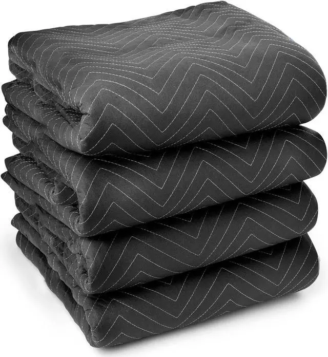 Main image of Sure-Max 4 Moving & Packing Blankets - Ultra Thick Pro - 80" x 72" (65 lb/dz weight) - Professional Quilted Shipping Furniture Pads Black
