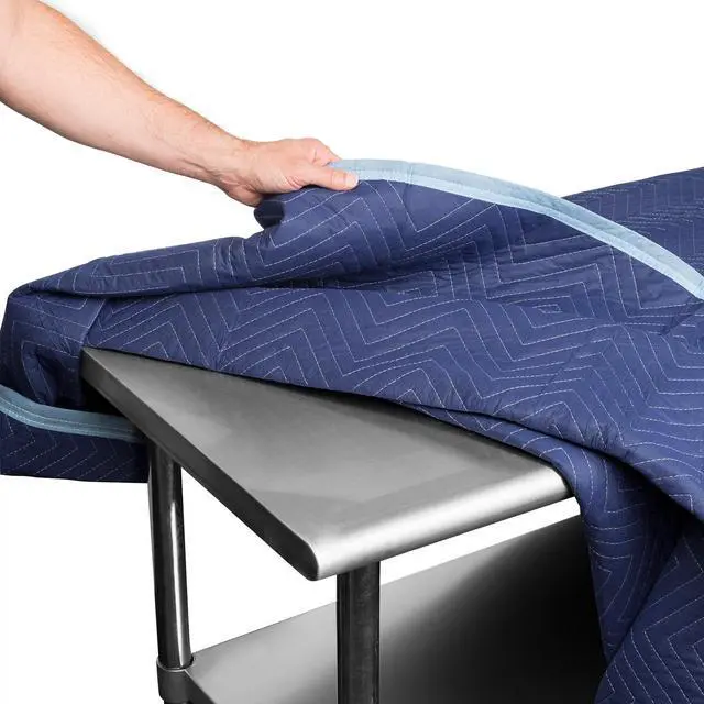 Alt view image 2 of 5 - Sure-Max 4 Moving & Packing Blankets - Deluxe Pro - 80" x 72" (40 lb/dz weight) - Professional Quilted Shipping Furniture Pads Royal Blue