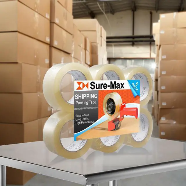 Alt view image 6 of 6 - Sure-Max Premium Carton Packing Tape 2.0 mil 330 Feet (110 yards) - Clear - 6 Rolls