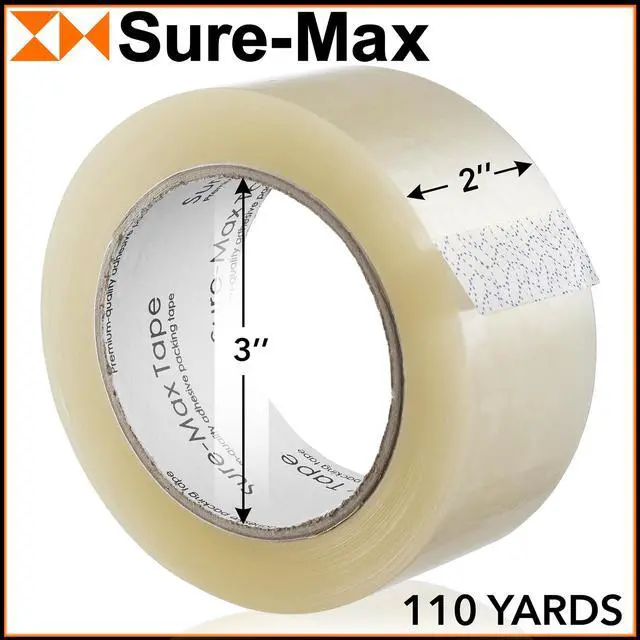 Alt view image 3 of 6 - Sure-Max Premium Carton Packing Tape 2.0 mil 330 Feet (110 yards) - Clear - 2 Cases (72 Rolls Total)