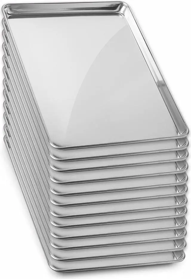 Main image of GRIDMANN 13" x 18" Commercial Grade Aluminum Cookie Sheet Baking Tray Jelly Roll Pan Half Sheet - 12 Pans