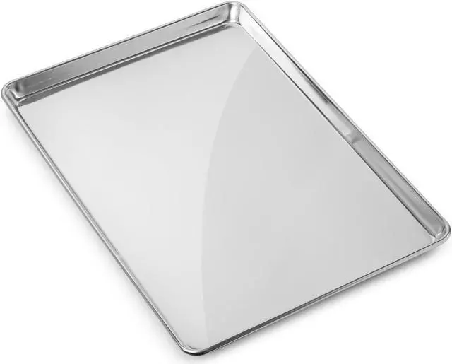 Alt view image 3 of 8 - gridmann 9" x 13" commercial grade aluminum cookie sheet baking tray jelly roll pan quarter sheet  12 pans