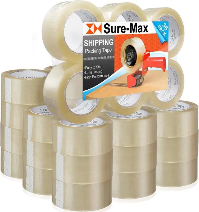 Alt view image 2 of 7 - Sure-Max Premium Carton Packing Tape 1.8 mil 330 Feet (110 yards) - Clear - 1 Case (36 Rolls Total)