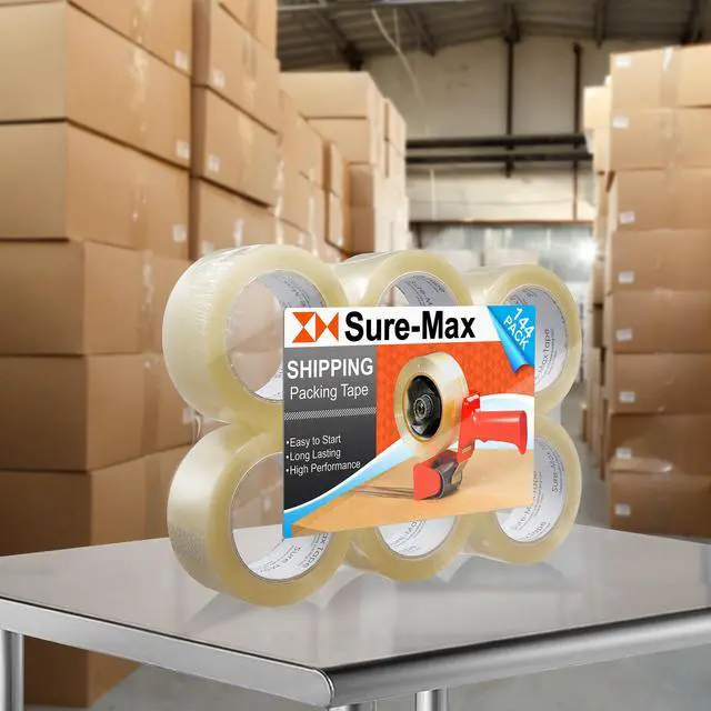 Alt view image 7 of 7 - Sure-Max Premium Carton Packing Tape 1.8 mil 330 Feet (110 yards) - Clear - 4 cases (144 Rolls Total)