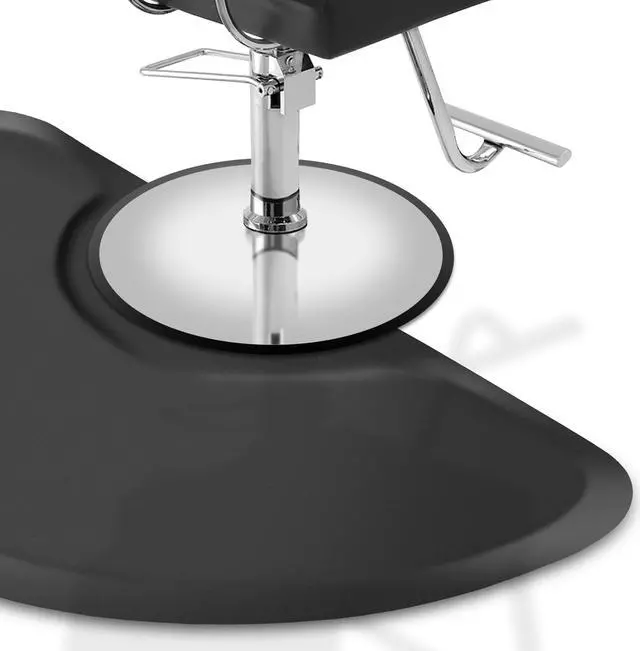 Alt view image 3 of 6 - Saloniture 3 ft. x 5 ft. Salon & Barber Shop Chair Anti-Fatigue Floor Mat - Black Semi Circle - 5/8 in. Thick