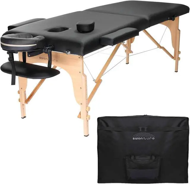 Alt view image 7 of 13 - Saloniture Professional Portable Folding Massage Table with Carrying Case - Black