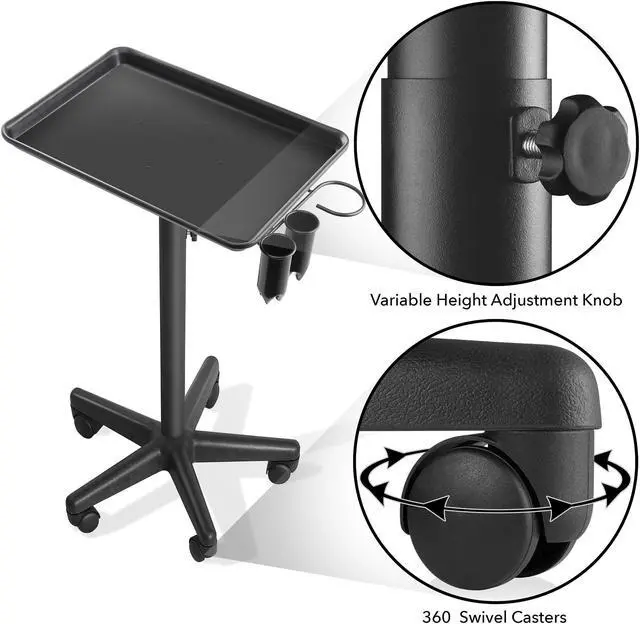 Alt view image 5 of 6 - Saloniture Premium Aluminum Instrument Tray with Accessory Caddy - Black