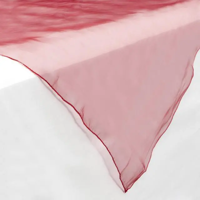 Alt view image 2 of 3 - Lann's Linens Organza Wedding Table Overlay - Tablecloth Topper (72" Square - Burgundy)