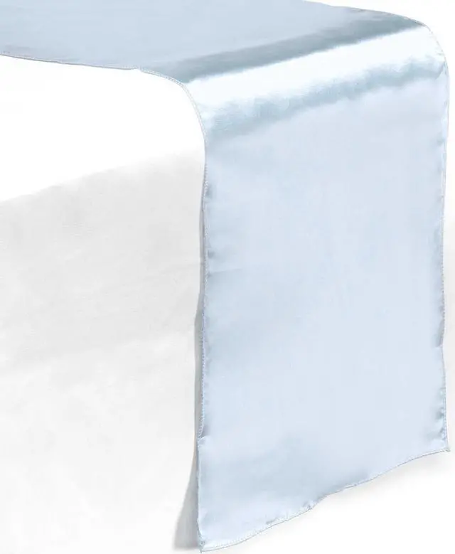 Main image of Lann's Linens - 5 Satin 12" x 108" Dining Room Table Runners for Wedding, Reception or Party - Baby Blue