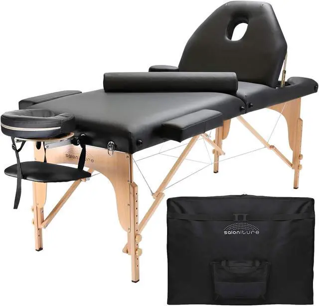 Alt view image 8 of 13 - Saloniture Professional Portable Massage Table with Backrest - Black