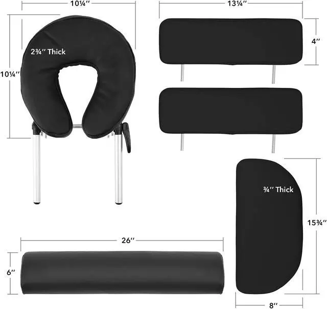 Alt view image 12 of 13 - Saloniture Professional Portable Massage Table with Backrest - Black