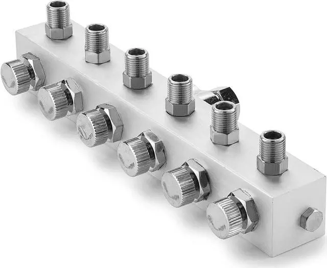 Main image of PointZero Airbrush Manifold 6-Way Air Hose Splitter 1/8 in BSP Taps