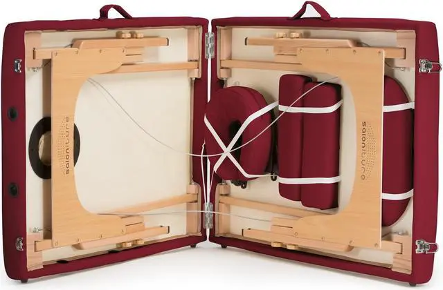 Alt view image 3 of 6 - Saloniture Professional Portable Folding Massage Table with Carrying Case - Burgundy