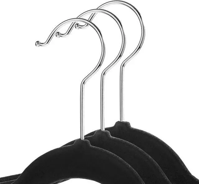 Alt view image 2 of 6 - Casafield 100 Velvet Baby Hangers - 11" Size for Infant & Toddler Clothes - Black