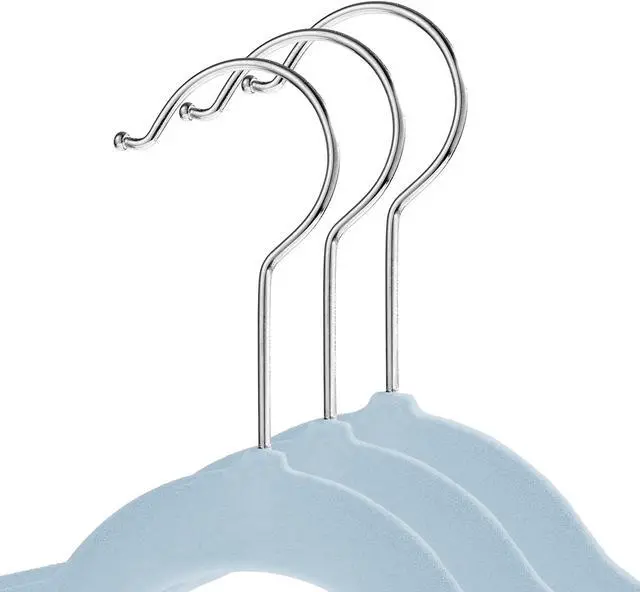 Alt view image 2 of 6 - Casafield 100 Velvet Baby Hangers - 11" Size for Infant & Toddler Clothes - Light Blue