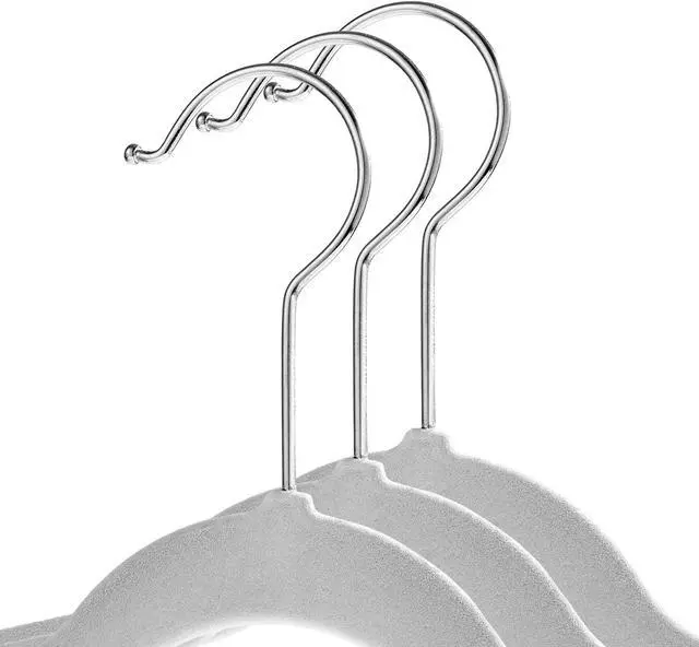 Alt view image 2 of 6 - Casafield 100 Velvet Kid's Hangers - 14" Size for Children's Clothes - Gray