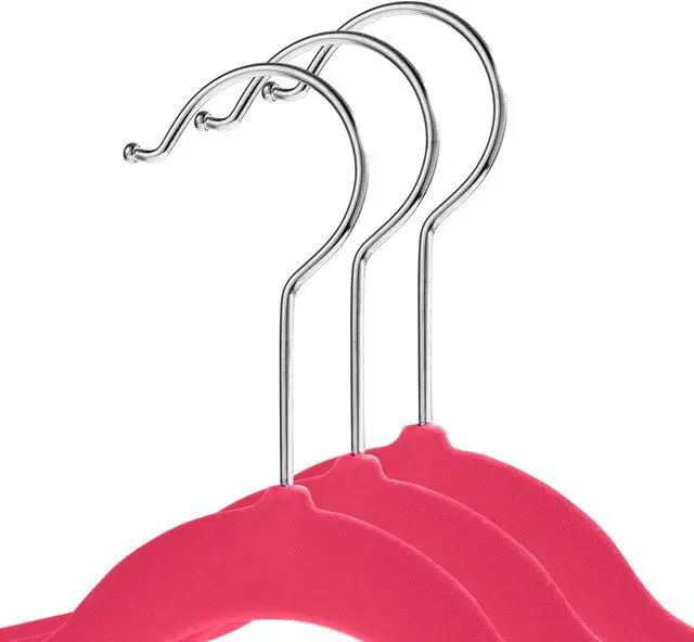 Alt view image 2 of 6 - Casafield 100 Velvet Kid's Hangers - 14" Size for Children's Clothes - Pink