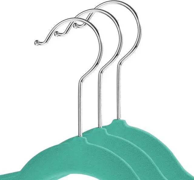 Alt view image 2 of 6 - Casafield 100 Velvet Kid's Hangers - 14" Size for Children's Clothes - Teal