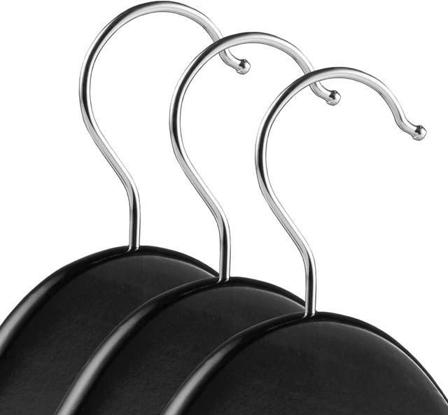 Alt view image 3 of 6 - Casafield - 40 Black Wooden Suit Hangers - Premium Lotus Wood with Notches & Chrome Swivel Hook for Dress Clothes, Coats, Jackets, Pants, Shirts, Skirts