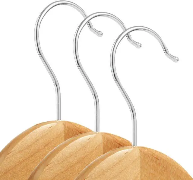 Alt view image 3 of 6 - Casafield - 40 Natural Wooden Suit Hangers - Premium Lotus Wood with Notches & Chrome Swivel Hook for Dress Clothes, Coats, Jackets, Pants, Shirts, Skirts