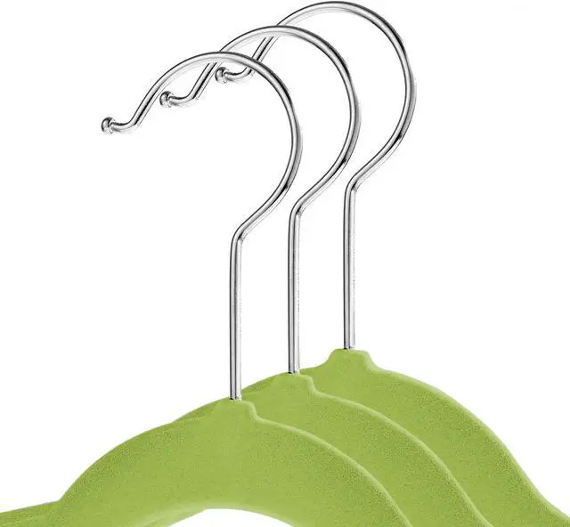 Alt view image 2 of 6 - Casafield 100 Velvet Kid's Hangers - 14" Size for Children's Clothes - Lime Green