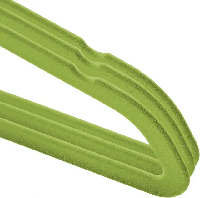 Alt view image 3 of 6 - Casafield 100 Velvet Kid's Hangers - 14" Size for Children's Clothes - Lime Green