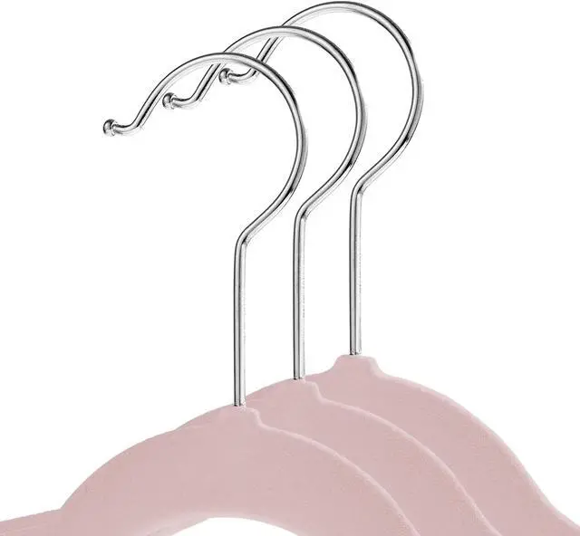 Alt view image 2 of 6 - Casafield 100 Velvet Kid's Hangers - 14" Size for Children's Clothes - Light Pink