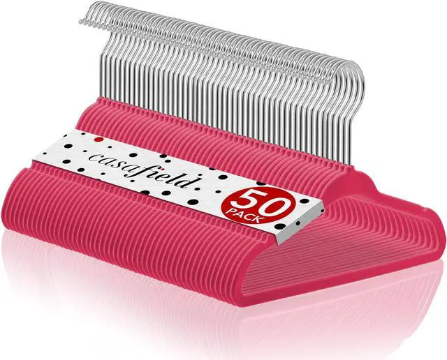 Main image of Casafield 50 Velvet Baby Hangers - 11" Size for Infant & Toddler Clothes - Pink
