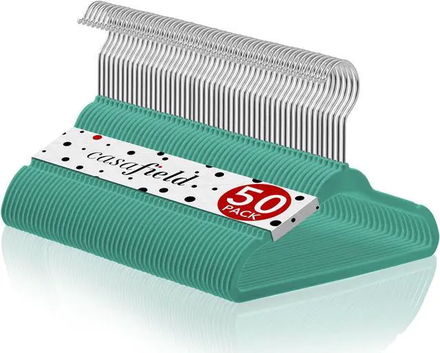 Main image of Casafield 50 Velvet Baby Hangers - 11" Size for Infant & Toddler Clothes - Teal