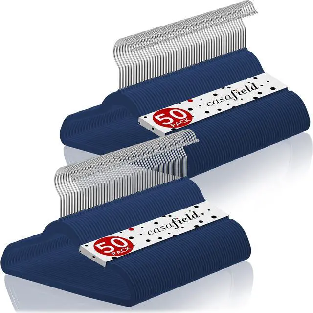 Main image of Casafield 100 Velvet Kid's Hangers - 14" Size for Children's Clothes - Royal Blue