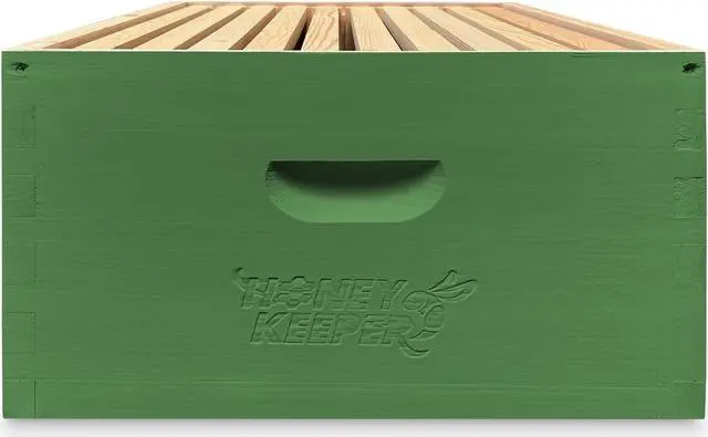 Alt view image 2 of 6 - Honey Keeper Complete Deep Hive Body Kit, Painted and Assembled Beehive with 10-Frames, Green
