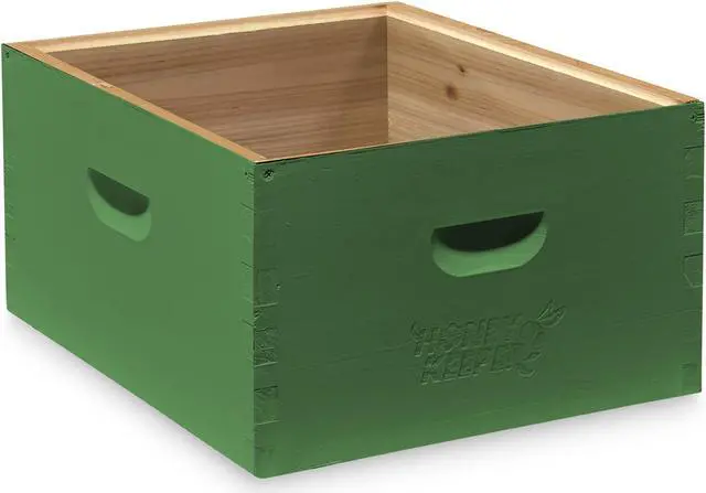 Alt view image 3 of 6 - Honey Keeper Complete Deep Hive Body Kit, Painted and Assembled Beehive with 10-Frames, Green