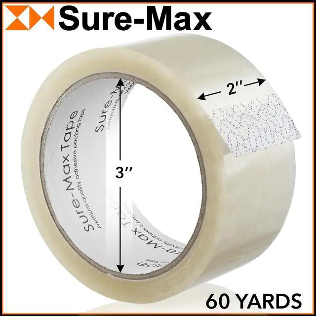 Alt view image 3 of 6 - Sure-Max 36 Rolls (Case) Heavy-Duty Shipping & Packing Tape (2" x 60 yard/180' each) - Moving & Adhesive Carton Sealing - 2.7mil Clear