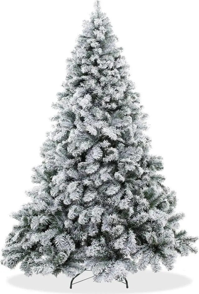 Main image of Casafield 9FT Realistic Snow-Flocked Pine Unlit Artificial Holiday Christmas Tree with Sturdy Metal Stand