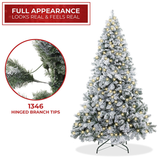 VEVOR 7.5FT Pre-Lit Christmas Tree – 550 Multi-Color LED Lights – 1346 Branch Tips – Green PVC/Iron – SX-2886-7.5