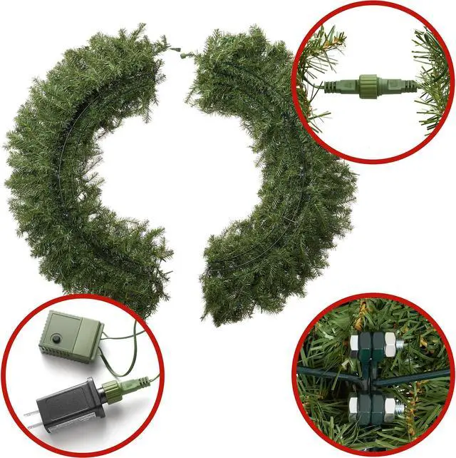 Alt view image 3 of 6 - Casafield Pre-Lit Artificial Christmas Wreath for Front Door, Window or Mantel, Green Fir with White Lights Indoor/Outdoor Holiday Decor, 48 Inches