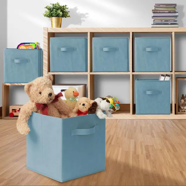 Alt view image 5 of 6 - Casafield Set of 6 Collapsible Fabric Cube Storage Bins, Baby Blue - 11" Foldable Cloth Baskets for Shelves, Cubby Organizers & More